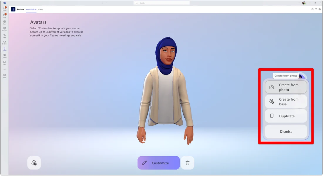 Visual for this record: A Teams avatar is a styled photo, not a live capture