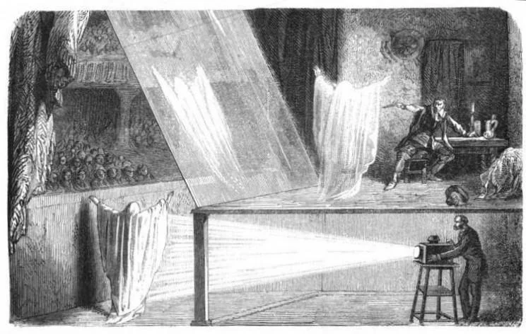 Visual for this record: An angled sheet of glass fixes where a ghost can be seen